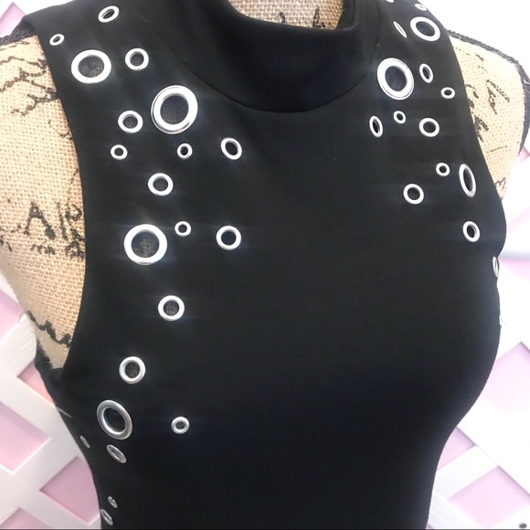 PARKER BLACK DRESS WITH SILVER DETAILS - Picture 4 of 8